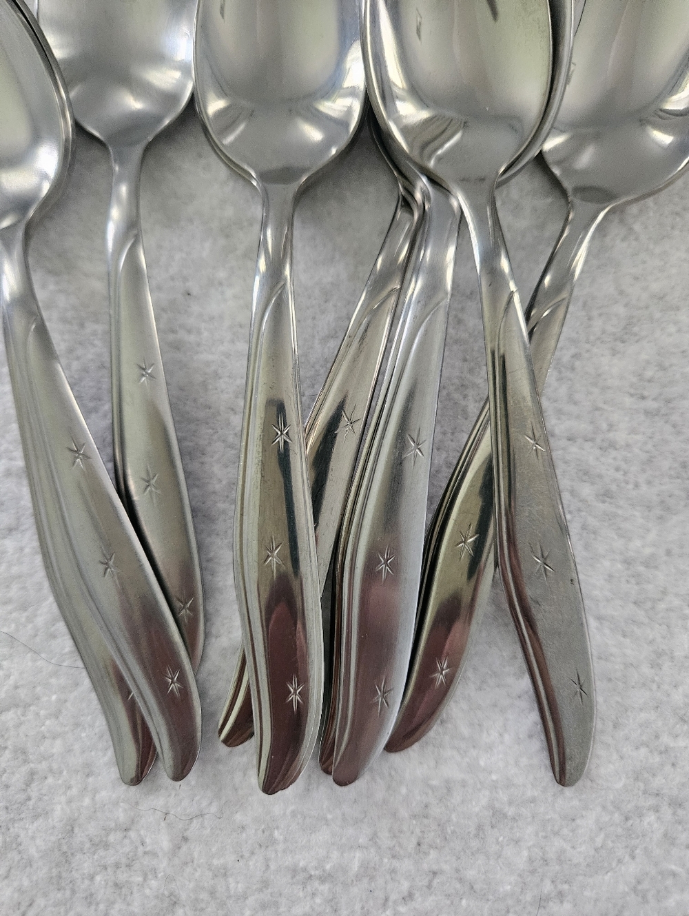 Mar Crest Atomic Star Stainless Flatware, 10 Teaspoons, 1 Ice Tea Spoon, 1 Soup - Picture 2 of 6